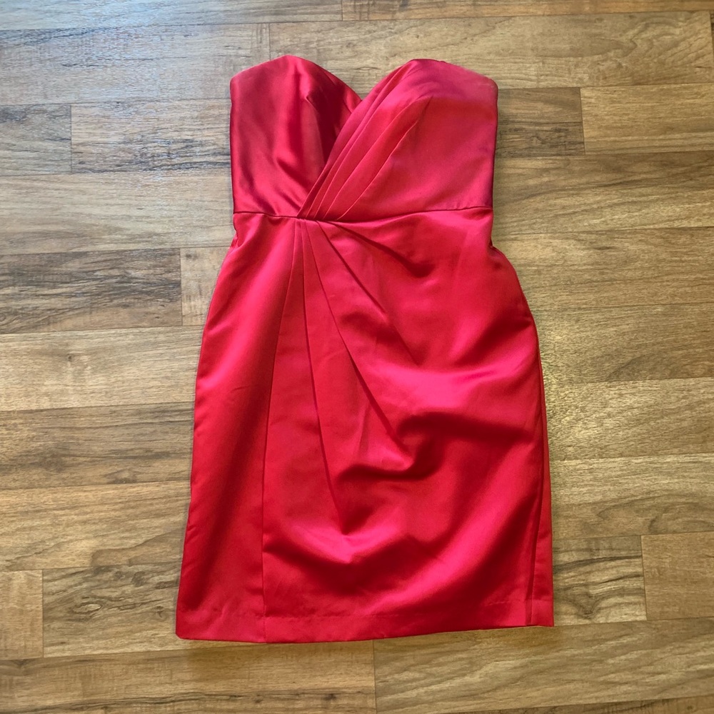 David's Bridal Red Strapless Dress (worn once)